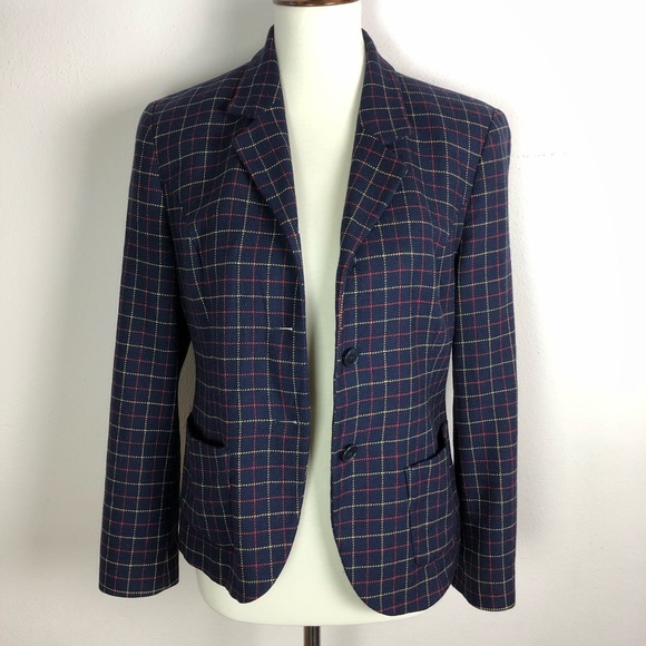 Sisley Made in Italy Window Pane Check Lady Jacket Pure Wool Size Small - Picture 1 of 13